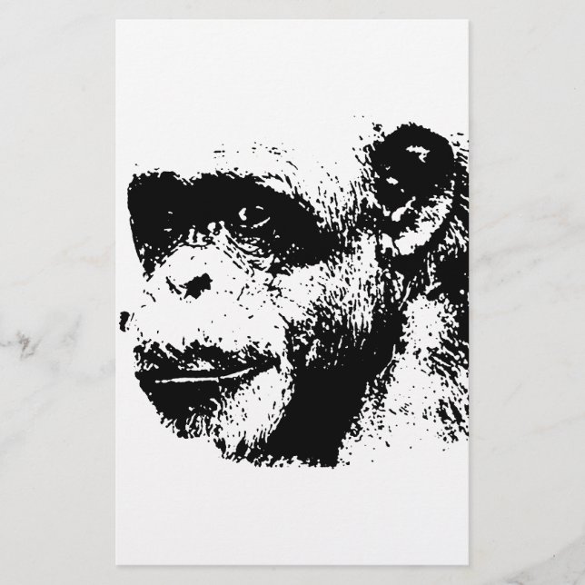 Papier Chimpanzé noir et blanc (Devant)