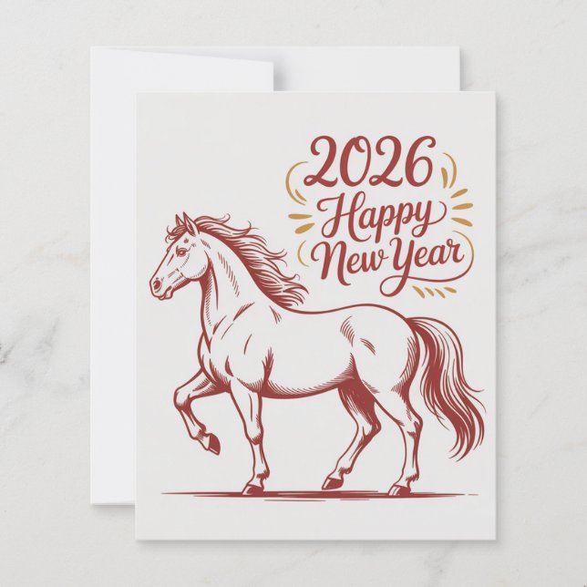 Papier Chinese New Year 2026 Red Fire Horse Card (Devant)
