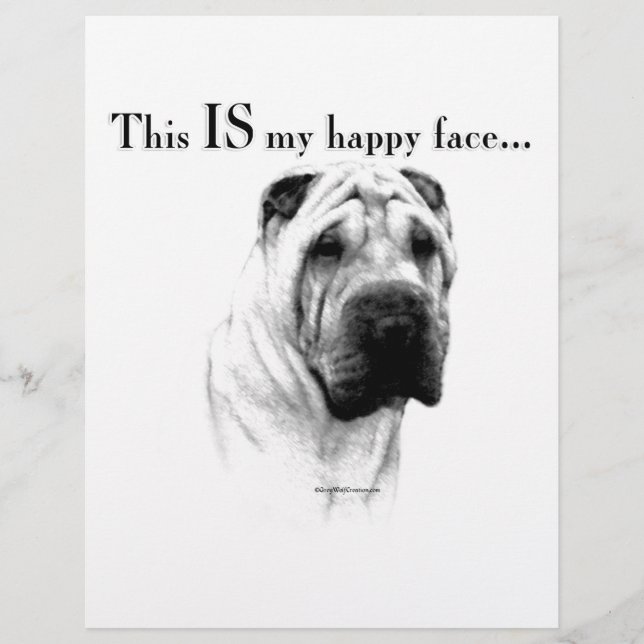 Papier Chinois Shar Pei Joyeux Visage (Devant)