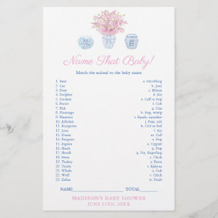 Papier Chinoiserie Nom Le Baby Animal Shower Game Card