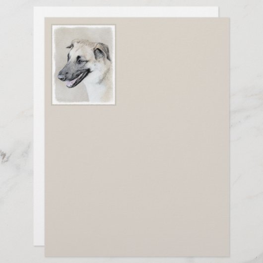 Papier Chinook (Oreilles Laissées) Peinture - Art Chien o (Devant / Derrière)