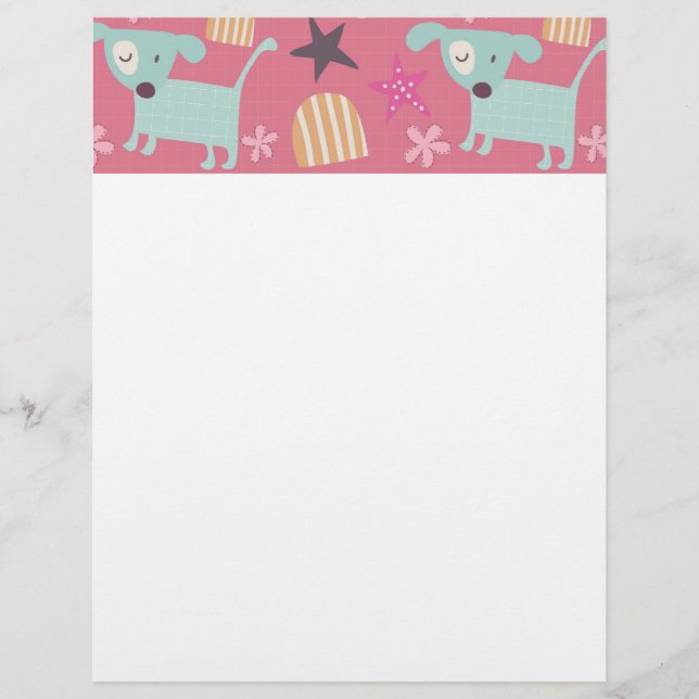 Papier Chiots, étoiles et fleurs (Devant)