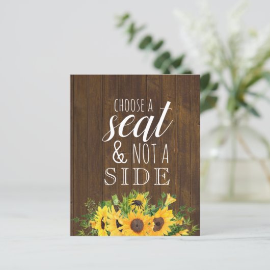 Papier Choisir un siège pas un côté Mariage rustique (Debout devant)
