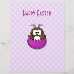 Papier Chouette de Pâques - rose