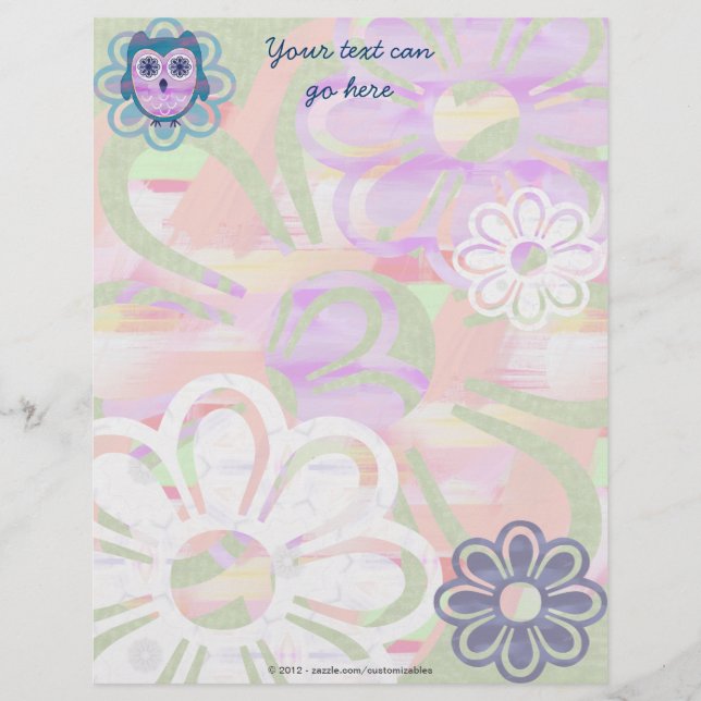 Papier chouette florale mignonne (Devant)