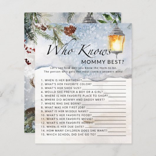 Papier Chouette pour bébé d'hiver Qui connaît maman meill (Devant / Derrière)