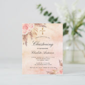 Papier Christening blush rose Pampas invitation florale (Debout devant)