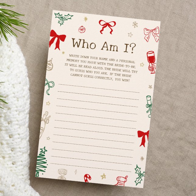 Papier Christmas Bridal Shower Guess Who Am I Game (Créateur téléchargé)