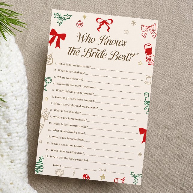 Papier Christmas Bridal Shower Who Knows the Bride Best (Créateur téléchargé)