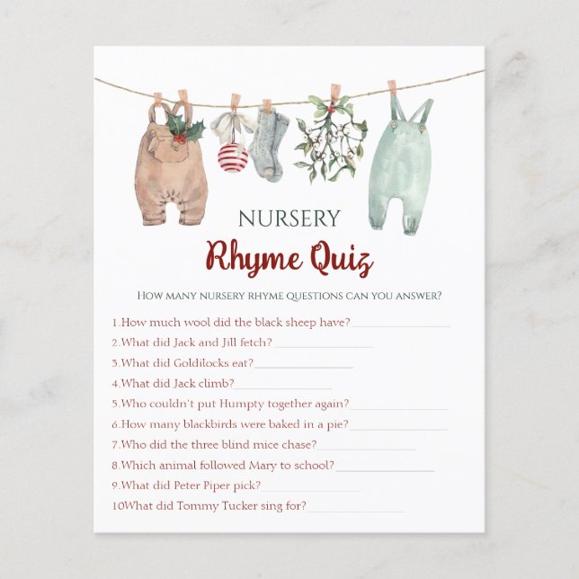 Papier Christmas Clothes Nursery Rhyme Quiz (Devant)