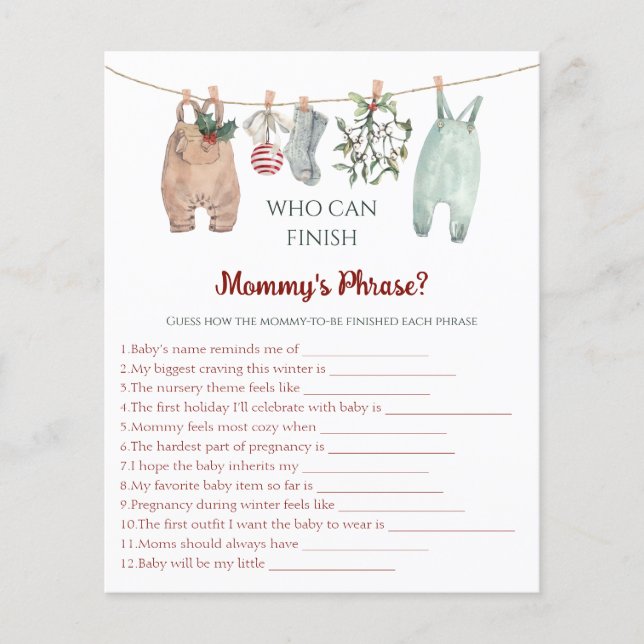 Papier Christmas Clothes Who Can Finish Mommy's Phrase (Devant)