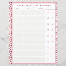 Christmas Gift Tracker pour Classeur