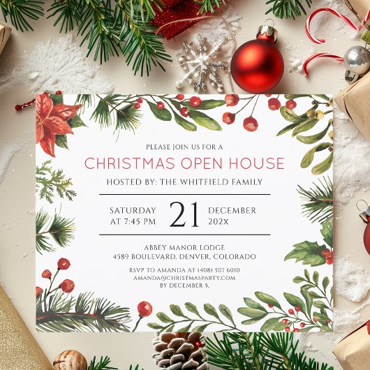 Papier Christmas Holiday Open House Party Invitation