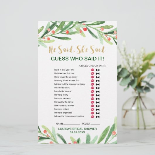 Papier Christmas Holly Wreath "Mariage Word Search" Jeu (Debout devant)