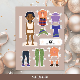Papier Christmas Paper Doll Indian Girl Winter Outfits