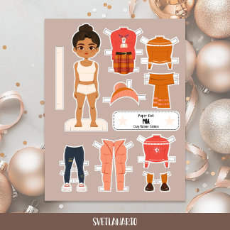 Papier Christmas Paper Doll Latina Girl Winter Outfits