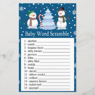 Papier Christmas Snowman Baby jeu de mots scramble