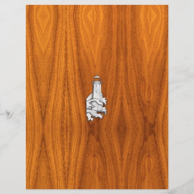 Papier Chrome Style Lighthouse on Teak Wood Decor (Devant)