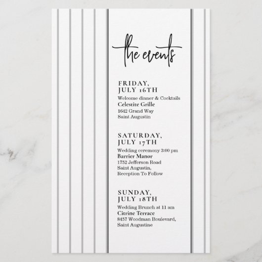 Papier Chronologie des événements du Mariage de script li (Devant)