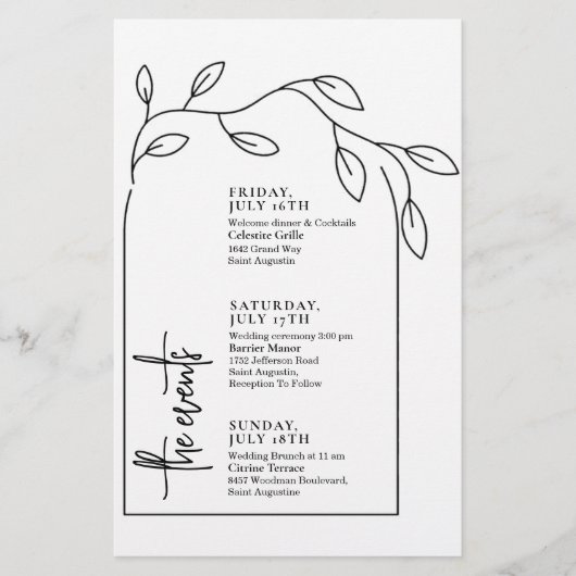 Papier Chronologie des événements Mariages de l'arc de fe (Devant)