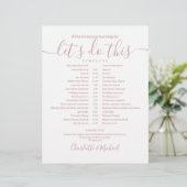 Papier Chronologie du calendrier du Mariage Dusty Rose (Debout devant)