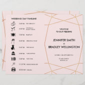 Papier Chronologie du Mariage plié en or du Rose géométri (Devant / Derrière)