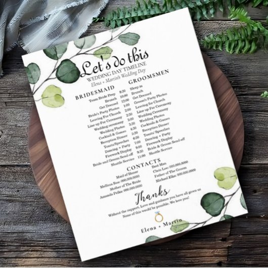 Papier Chronologie Mariage minimale de l'eucalyptus