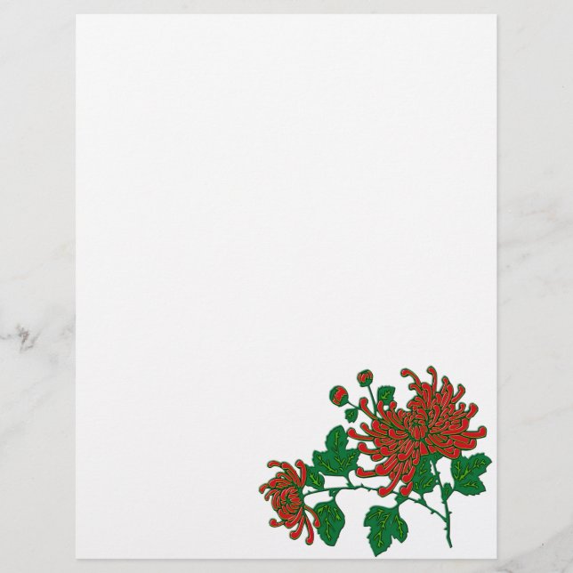 Papier Chrysanthèmes araignées chinois, rouge chinois pro (Devant)