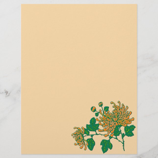 Papier Chrysanthèmes d'araignée chinois, Mandarin orange (Devant)