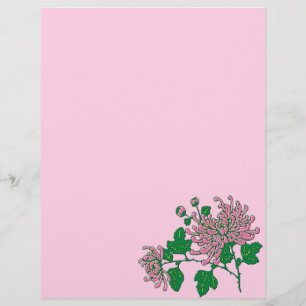 Papier Chrysanthèmes d'araignée chinois, rose doux