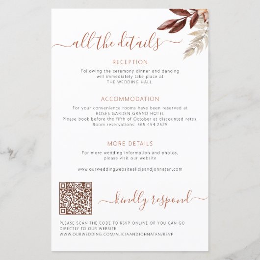 Papier Chute amoureuse en un seul faire-part de mariage B (Dos)