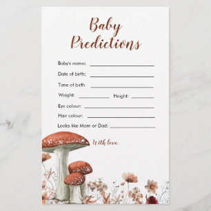 Papier Chute Boho Champagne Floral Baby Prediction Card