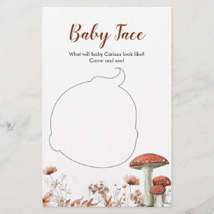 Papier Chute Boho Champignon Floral Baby shower Baby Face