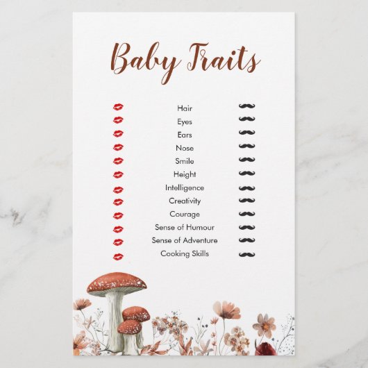 Papier Chute Boho Champignon Floral Baby Traits Jeux (Devant)