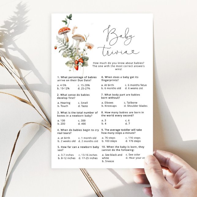 Papier Chute champignons sauvages forêt bébé trivia jeu (Créateur téléchargé)