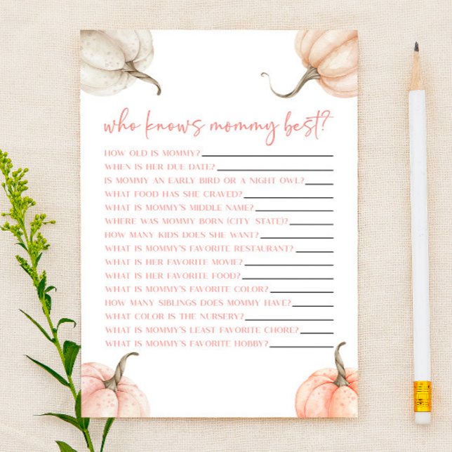 Papier Chute Citrouille Rose Qui Connaît Maman Baby showe (Créateur téléchargé)