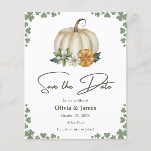 Papier Chute en amour Sage mariage vert Enregistrer la ca (Devant)
