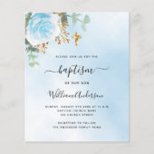 Papier Ciel bleu eucalyptus fleuri garçon baptême invitat (Devant)