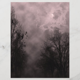 Papier Ciel rouge sang hanté avec des ravens