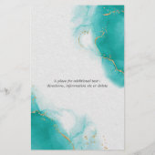 Papier Ciels Abstraits Turquoise Mariage Budget (Dos)