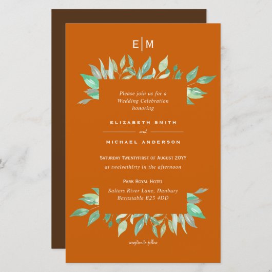 Papier Cinammon Spice Budget Wedding Invite A9 (Devant / Derrière)