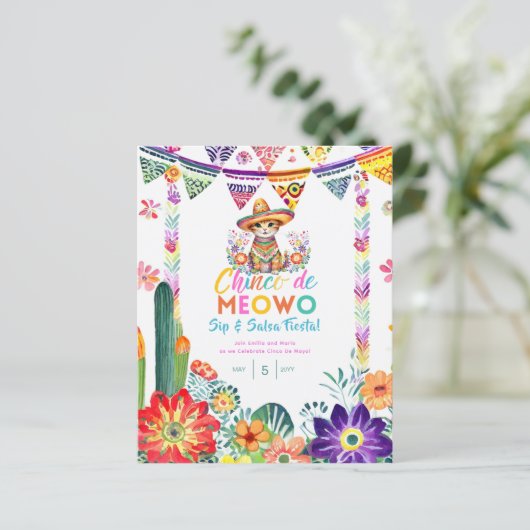 Papier Cinco De Mayo Sip and Salsa Funny Cat FIESTA (Debout devant)