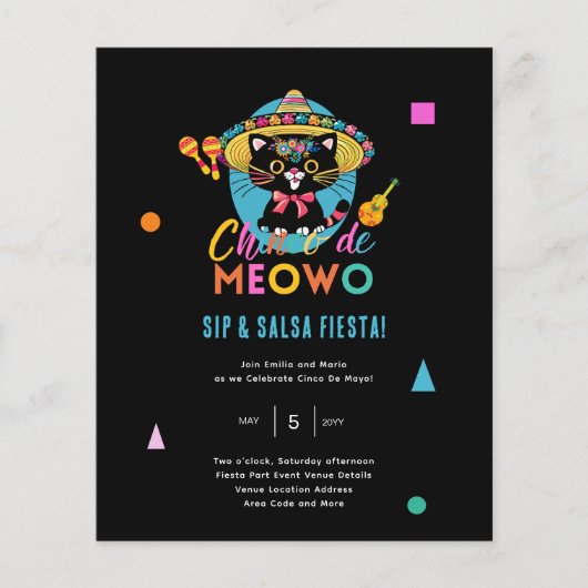 Papier Cinco De Meowo Fun Fiesta Cat Mayo (Devant)