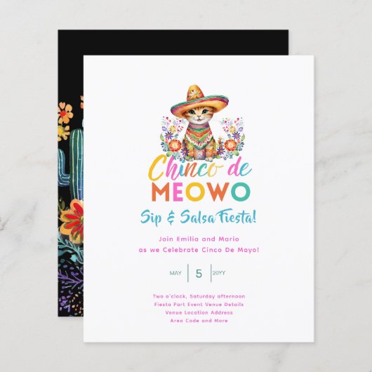 Papier Cinco De Meowo Sip and Salsa Funny Fiesta Cat (Devant / Derrière)