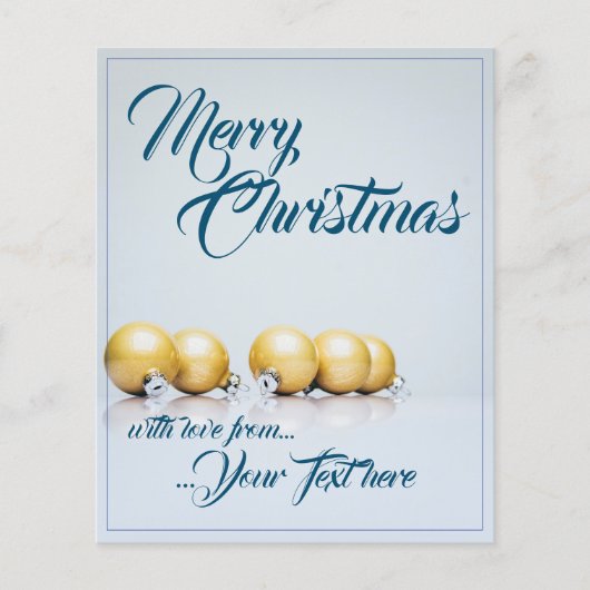 Papier Cinq boules de Noël dorées - écriture bleue (Devant)