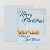 Papier Cinq boules de Noël dorées - écriture bleue (Devant / Derrière)