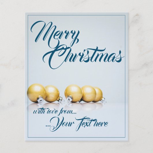 Papier Cinq boules de Noël dorées - écriture bleue (Devant)
