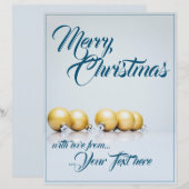 Papier Cinq boules de Noël dorées - écriture bleue (Devant / Derrière)