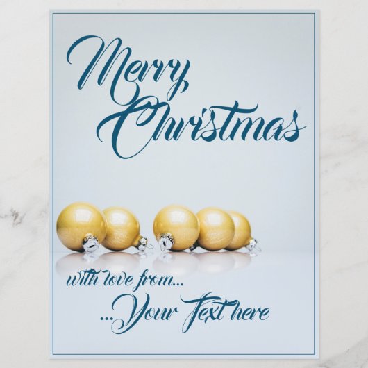 Papier Cinq boules de Noël dorées - écriture bleue (Devant)