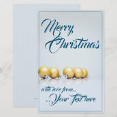 Papier Cinq boules de Noël dorées - écriture bleue (Devant / Derrière)
